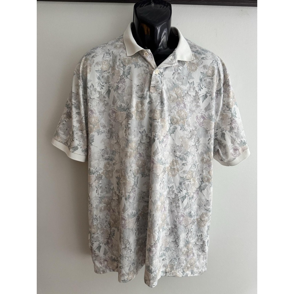 Abercrombie & Fitch Polo Shirt Mens 2XL Floral Soft A&F Air Knit Stretch
